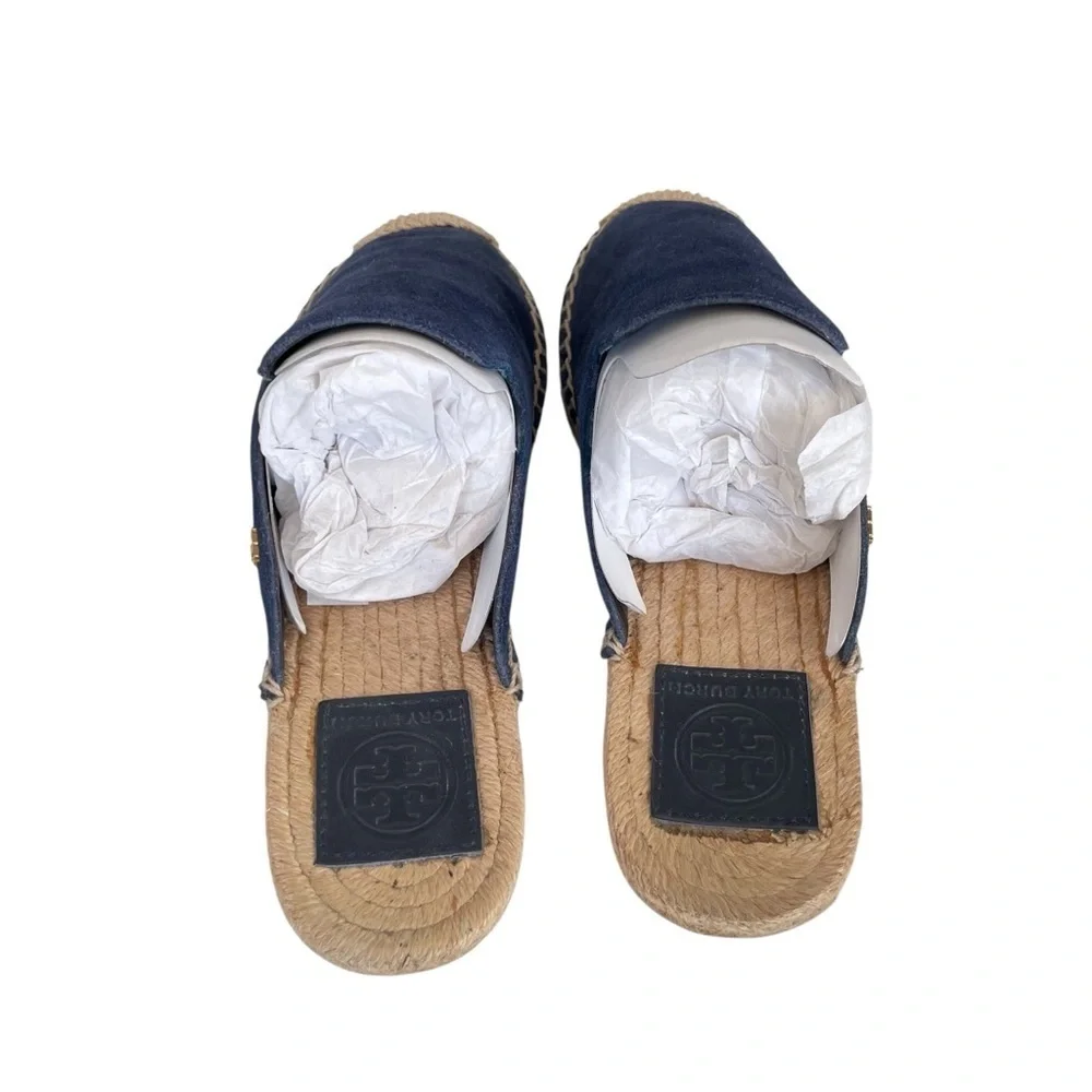 Tory Burch Max Espadrille Slide – Royal Navy Suede Size 7